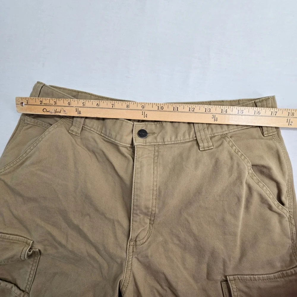 Carhartt Mens Rugged Flex Relaxed Fit Canvas Cargo Work Shorts Tan 36 BS3542-M